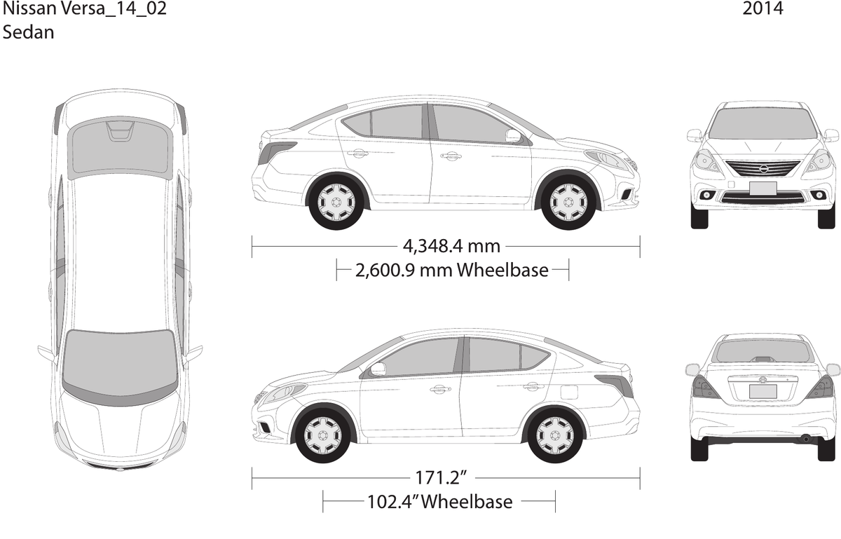 2014 Nissan Versa Sedan vector wrap template, Design-Ready PDF - GravBase