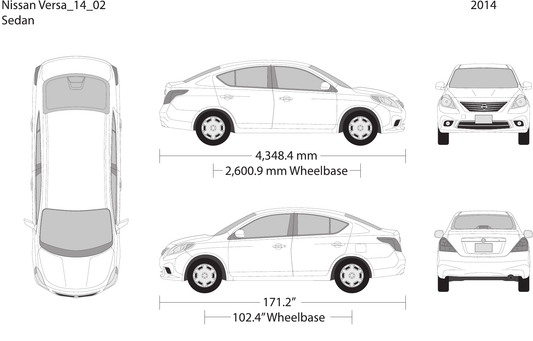 2014 Nissan Versa Sedan vector wrap template, Design-Ready PDF - GravBase