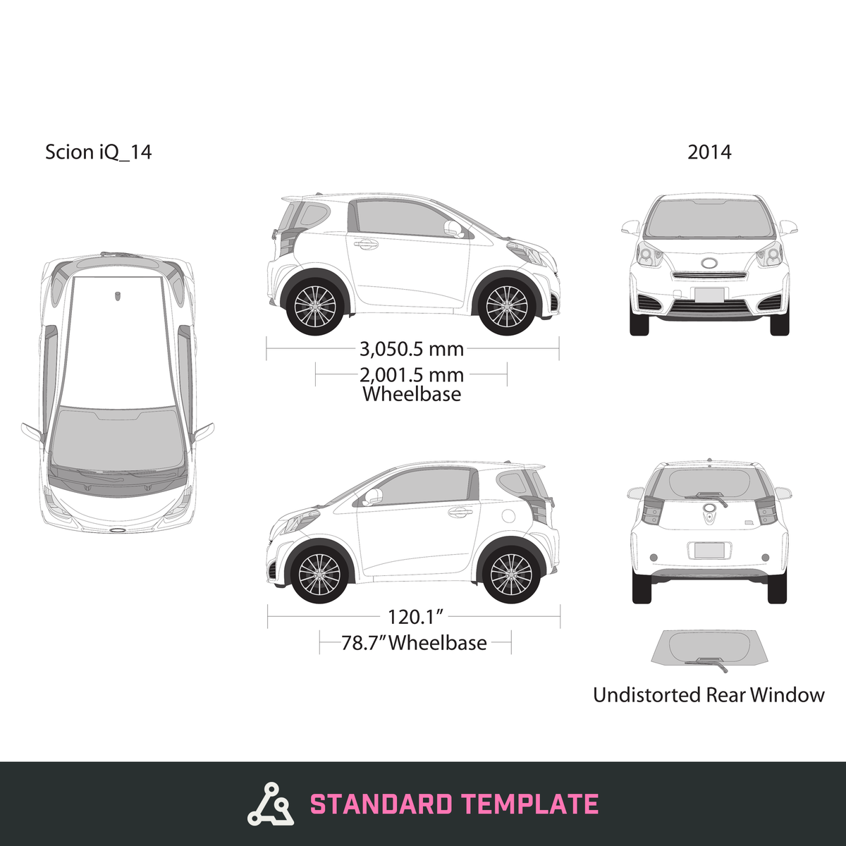 2014 Scion Iq vector wrap template, Design-Ready PDF - GravBase