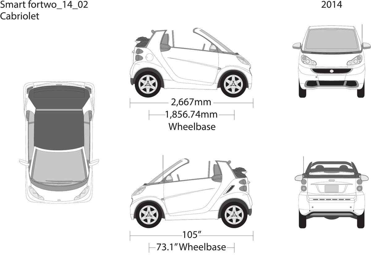 2014 Smart Fortwo Cabriolet vector wrap template, Design-Ready PDF - GravBase