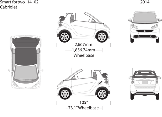 2014 Smart Fortwo Cabriolet vector wrap template, Design-Ready PDF - GravBase