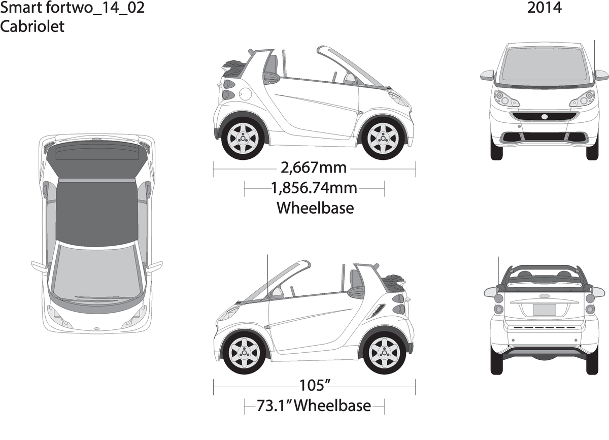 2014 Smart Fortwo Cabriolet V02 Vehicle Wrap Template