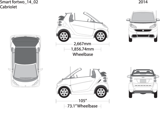2014 Smart Fortwo Cabriolet V02 Vehicle Wrap Template