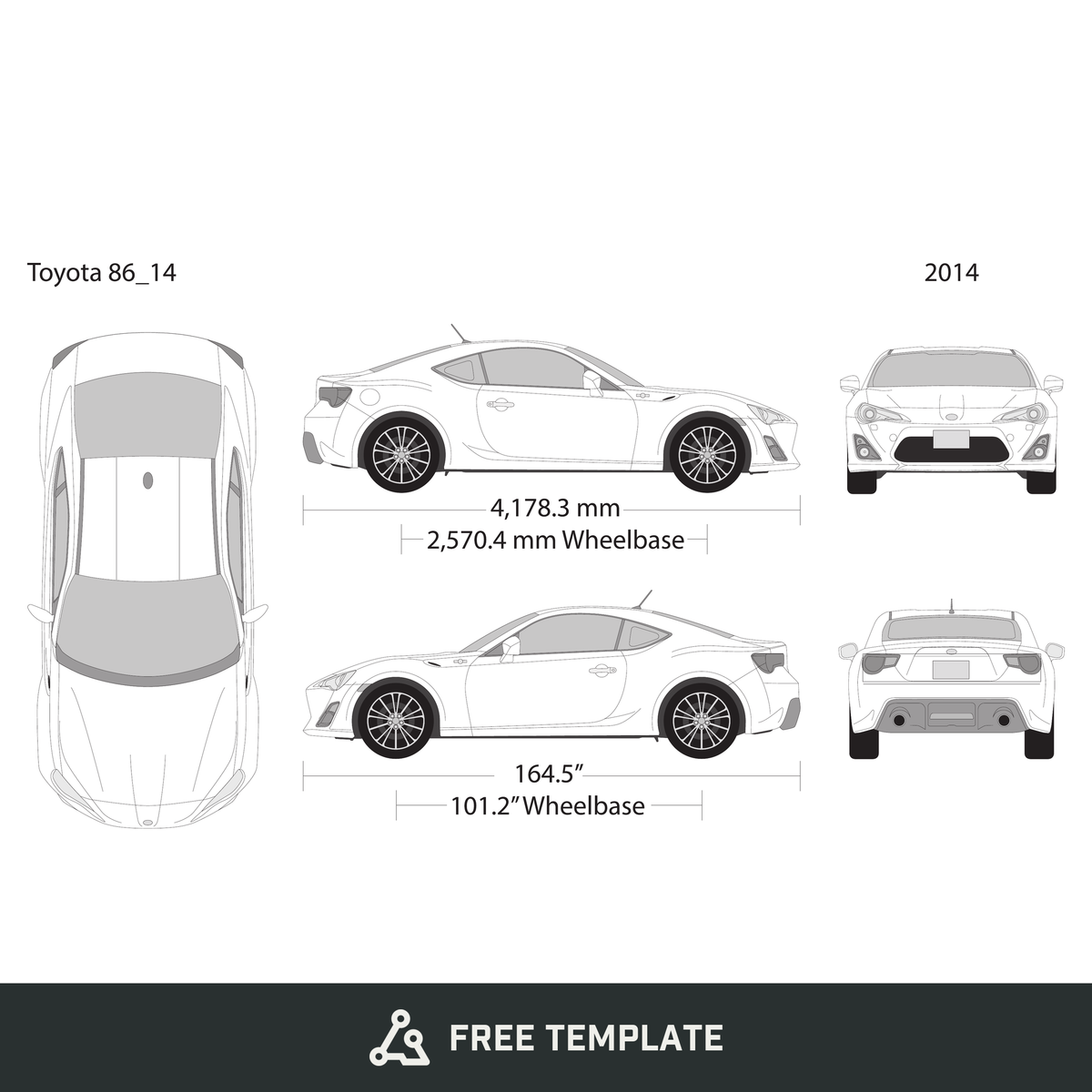 2014 Toyota 86 free vector vehicle wrap template - GravBase