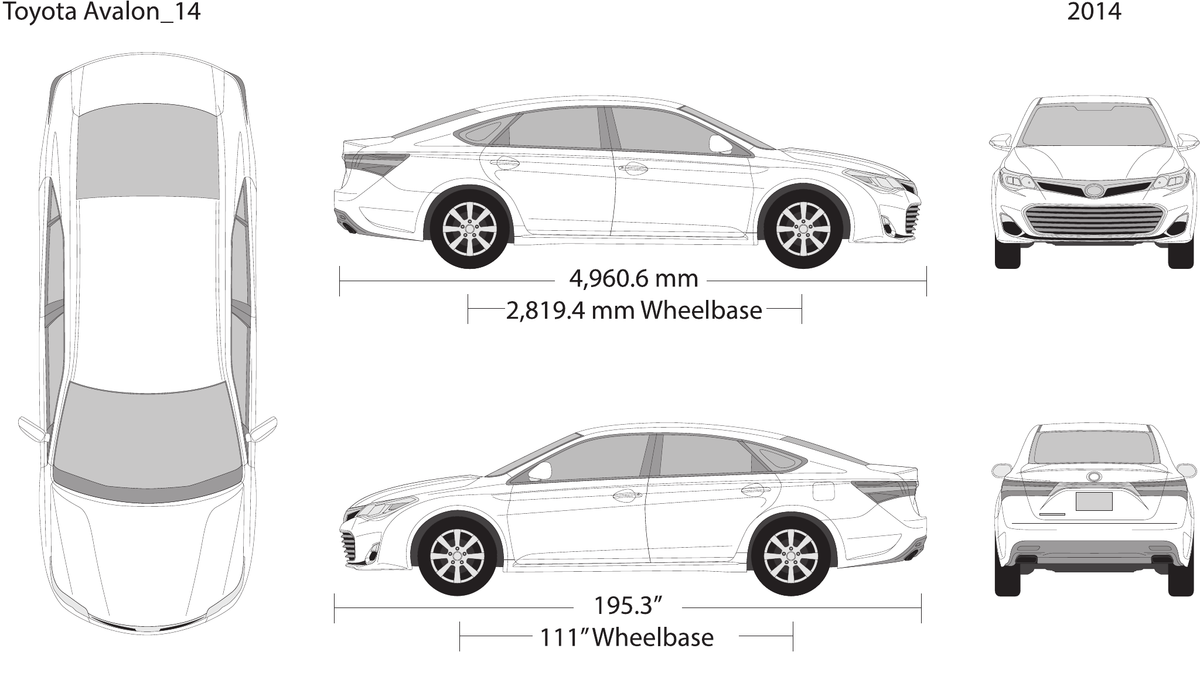 2014 Toyota Avalon vector wrap template, Design-Ready PDF - GravBase