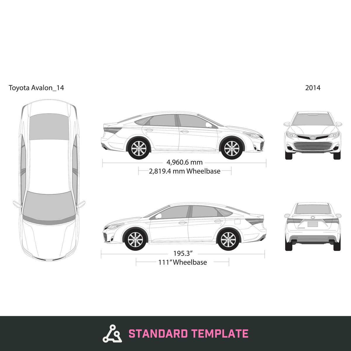 2014 Toyota Avalon vector wrap template, Design-Ready PDF - GravBase
