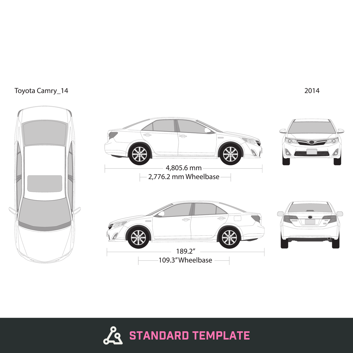 2014 Toyota Camry vector wrap template, Design-Ready PDF - GravBase