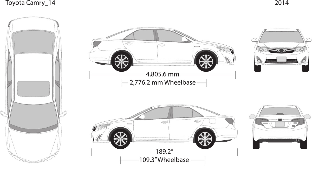 2014 Toyota Camry vector wrap template, Design-Ready PDF - GravBase