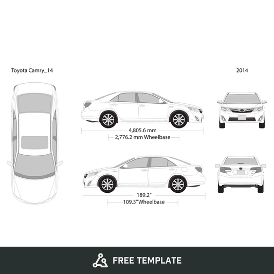 2014 Toyota Camry free vector vehicle wrap template - GravBase