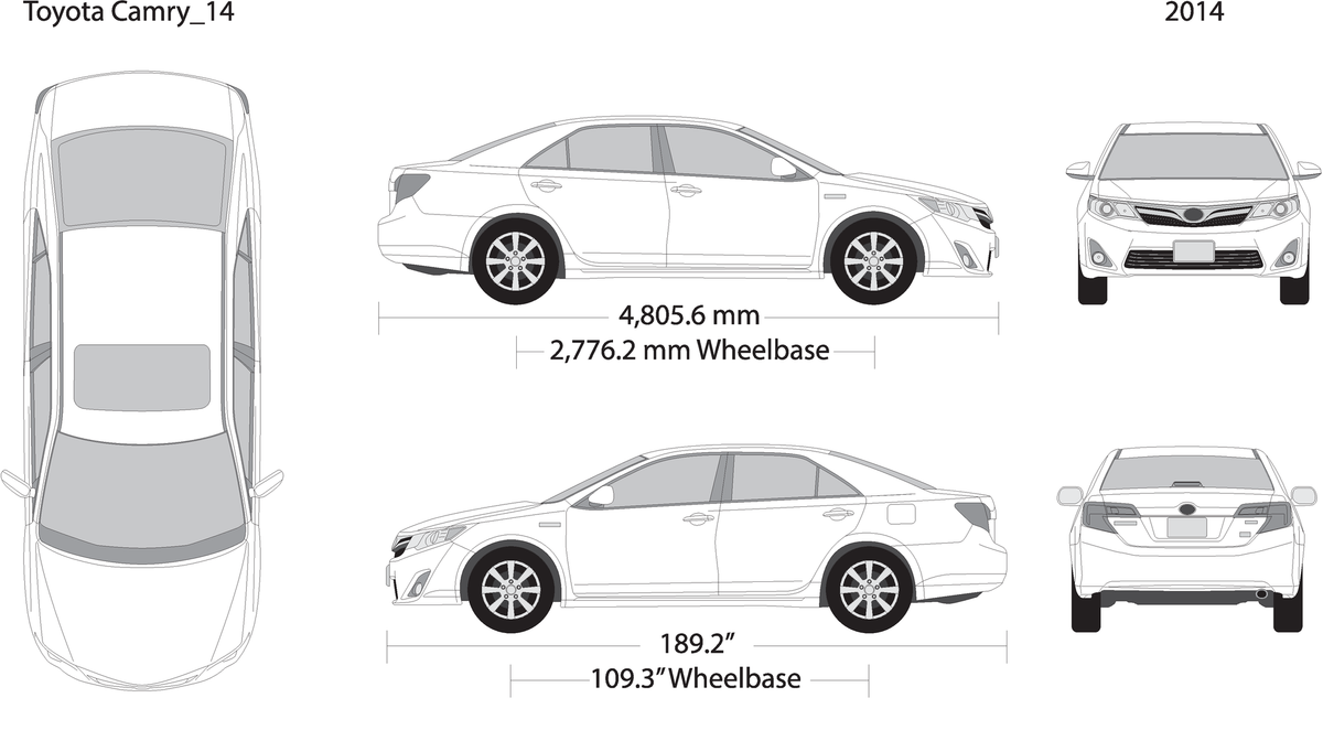 2014 Toyota Camry V14 Vehicle Wrap Template