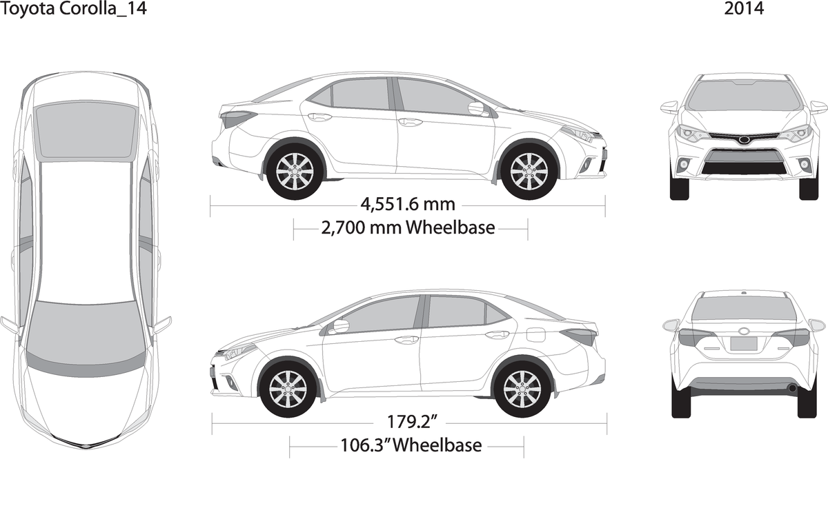 2014 Toyota Corolla V14 Vehicle Wrap Template