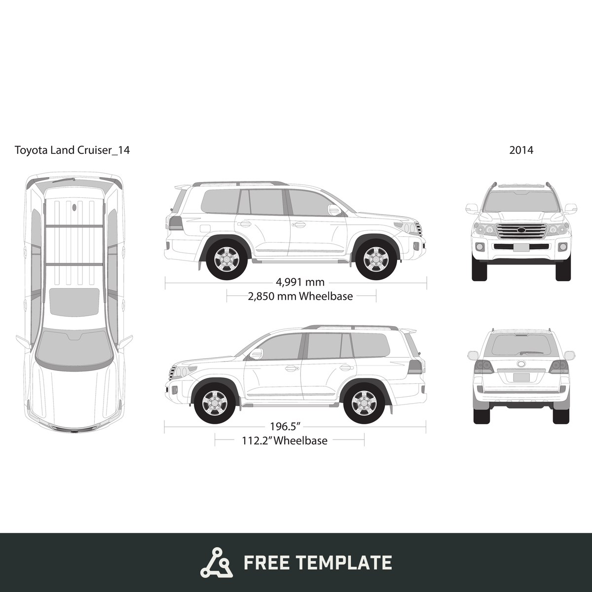 2014 Toyota Land Cruiser free vector vehicle wrap template - GravBase
