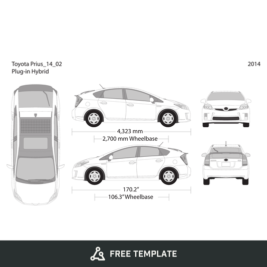 2014 Toyota Prius free vector vehicle wrap template - GravBase