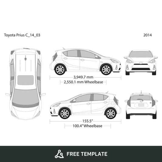 2014 Toyota Prius free vector vehicle wrap template - GravBase