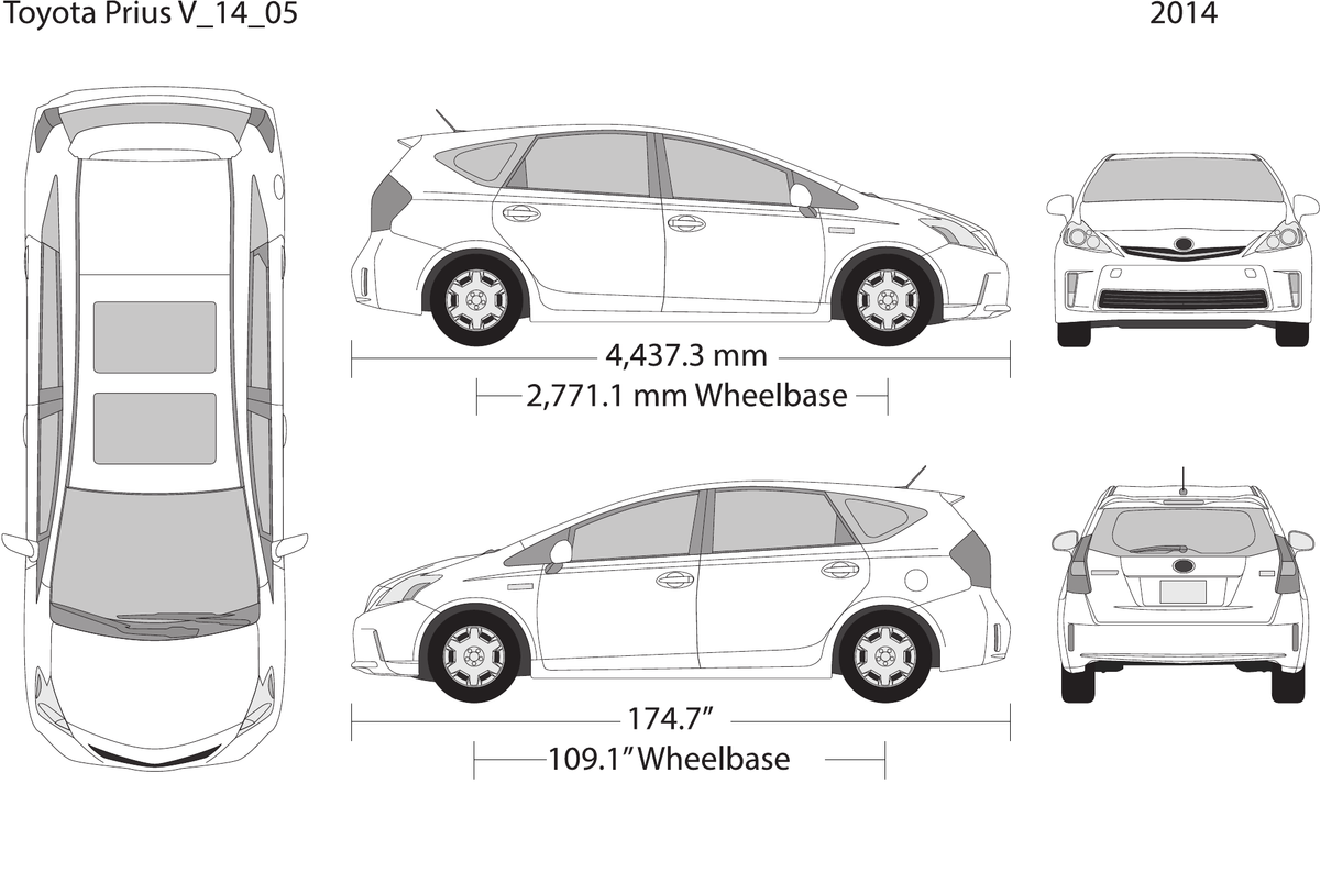 2014 Toyota Prius Vector Wrap Template - GravBase