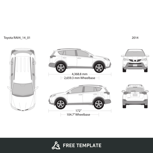 2014 Toyota RAV4 free vector vehicle wrap template - GravBase