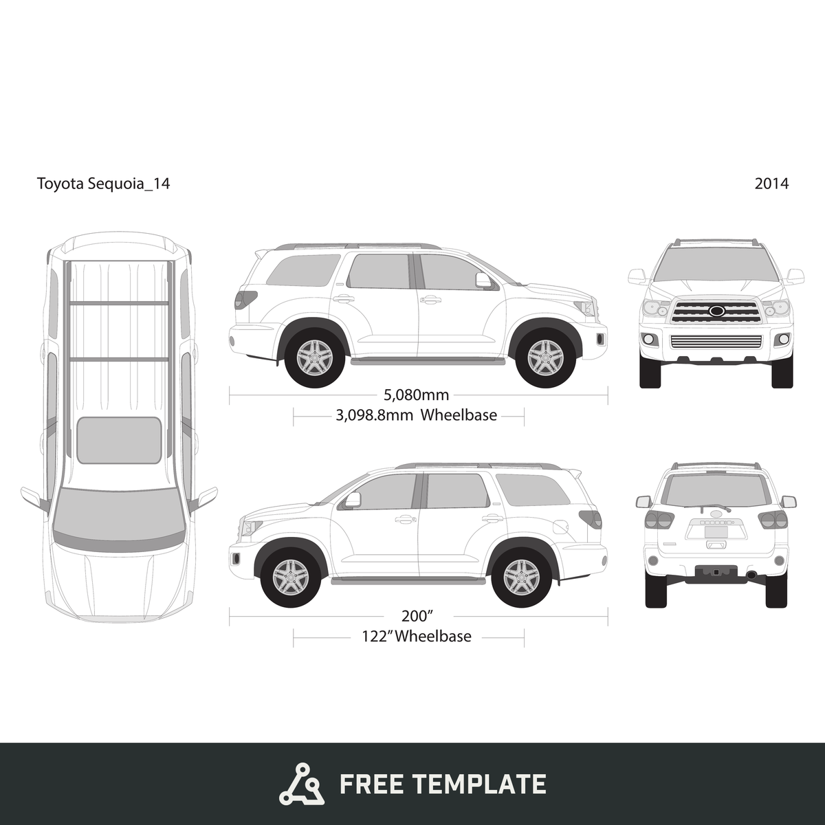 2014 Toyota Sequoia free vector vehicle wrap template - GravBase