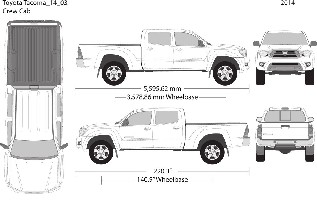 2014 Toyota Tacoma Vector Wrap Template - GravBase