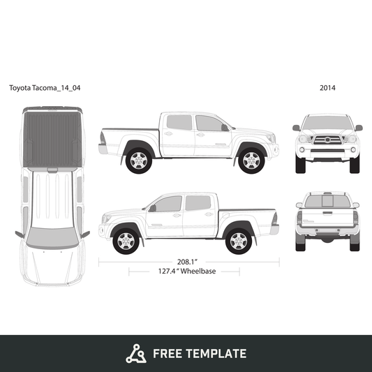 2014 Toyota Tacoma free vector vehicle wrap template - GravBase