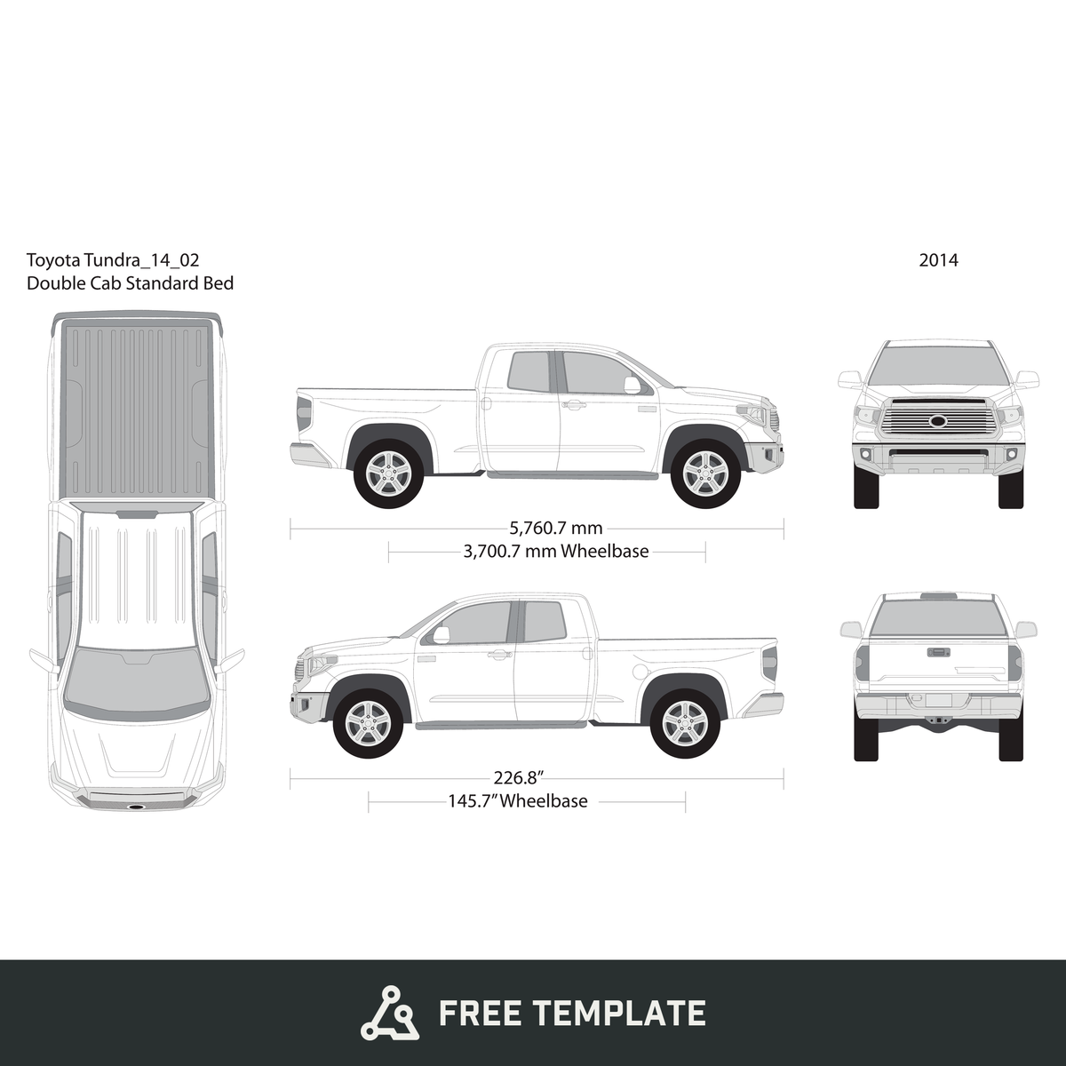 2014 Toyota Tundra free vector vehicle wrap template - GravBase