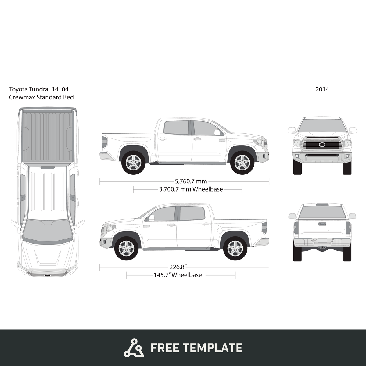 2014 Toyota Tundra free vector vehicle wrap template - GravBase