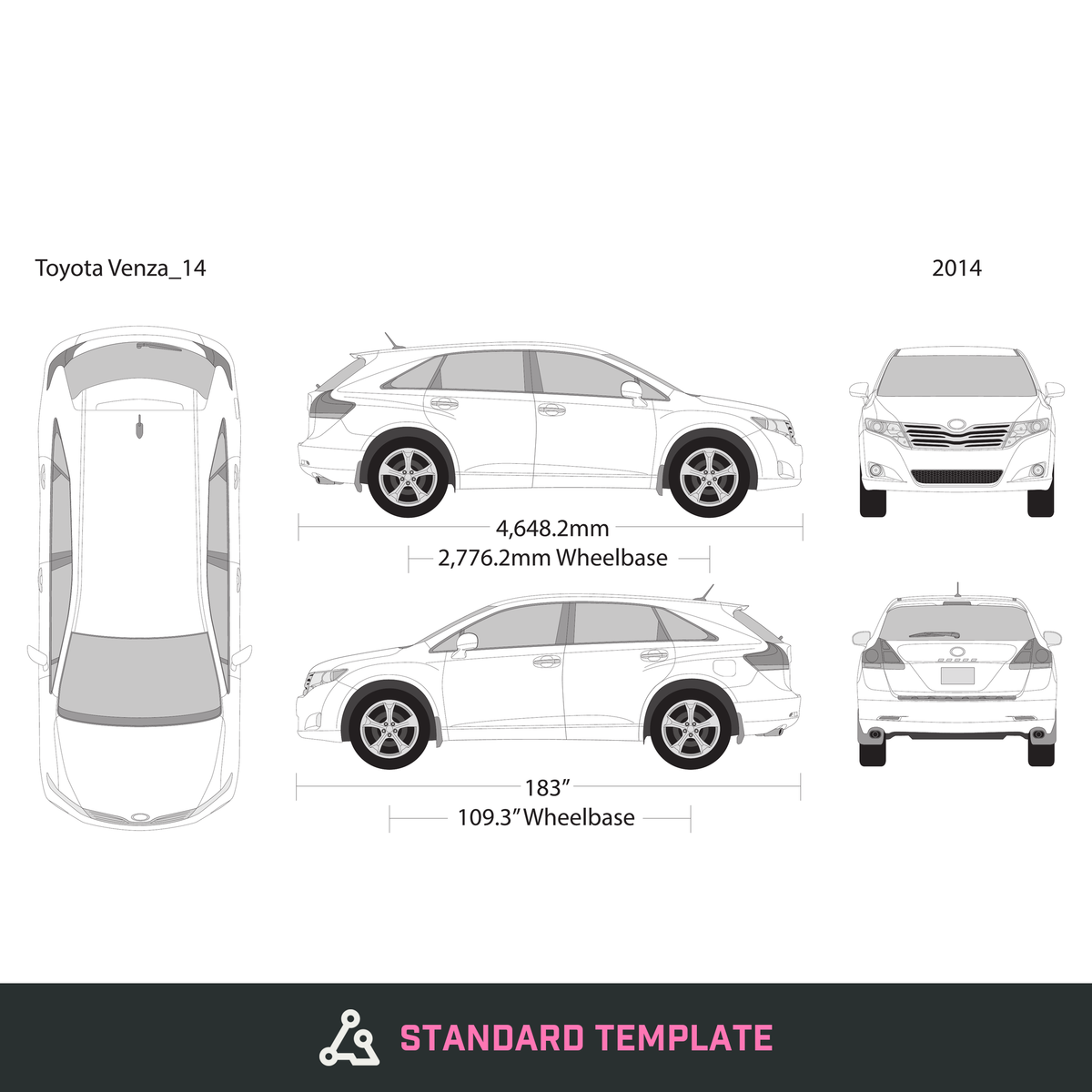 2014 Toyota Venza vector wrap template, Design-Ready PDF - GravBase