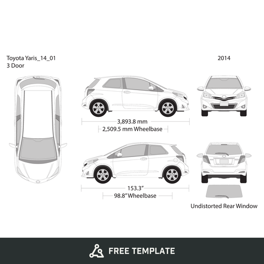 2014 Toyota Yaris free vector vehicle wrap template - GravBase
