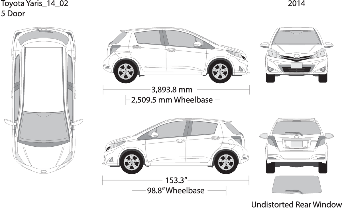 2014 Toyota Yaris V02 Vehicle Wrap Template