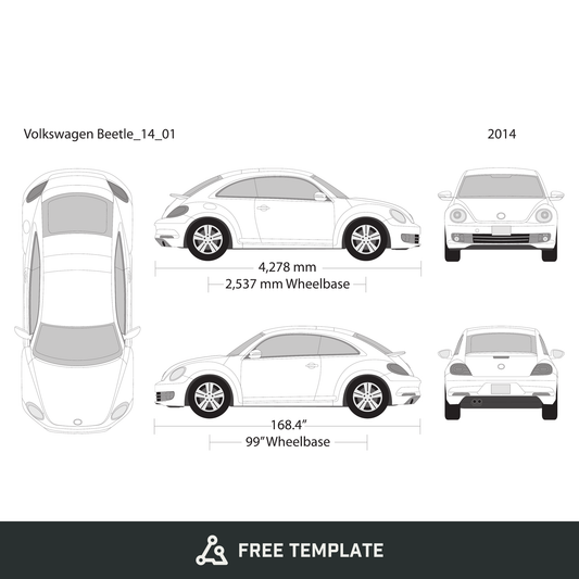 2014 Volkswagen Beetle free vector vehicle wrap template - GravBase