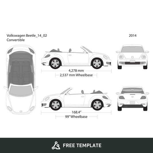 2014 Volkswagen Beetle free vector vehicle wrap template - GravBase