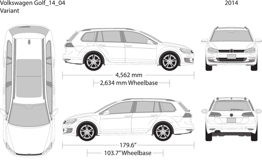 2014 Volkswagen Golf Vector Wrap Template - GravBase