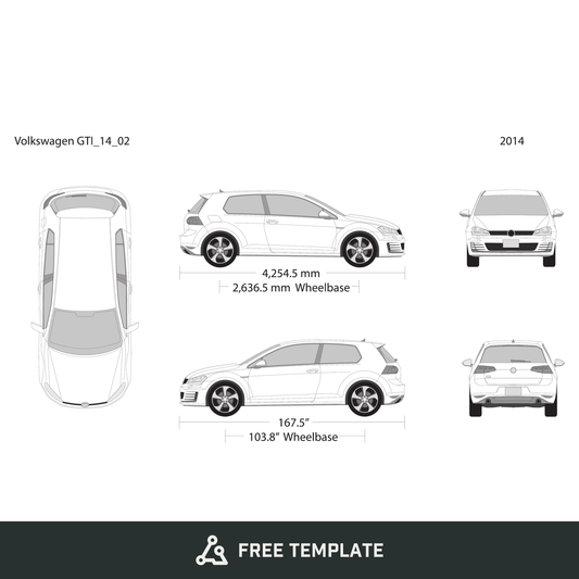 2014 Volkswagen GTI free vector vehicle wrap template - GravBase
