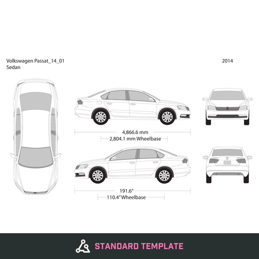 2014 Volkswagen Passat vector wrap template, Design-Ready PDF - GravBase