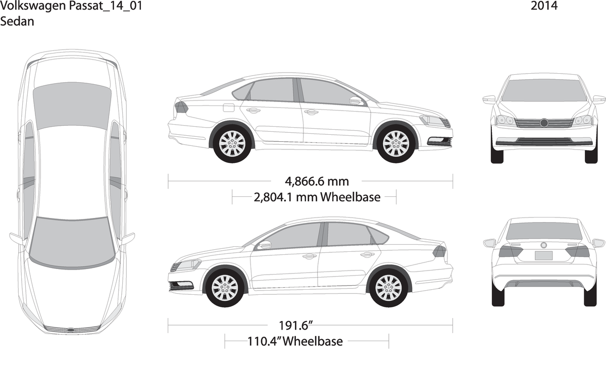 2014 Volkswagen Passat V01 Vehicle Wrap Template