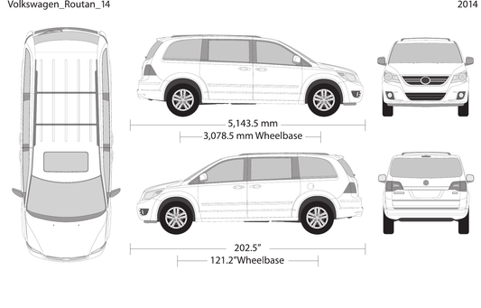 2014 Volkswagen Routan vector wrap template, Design-Ready PDF - GravBase