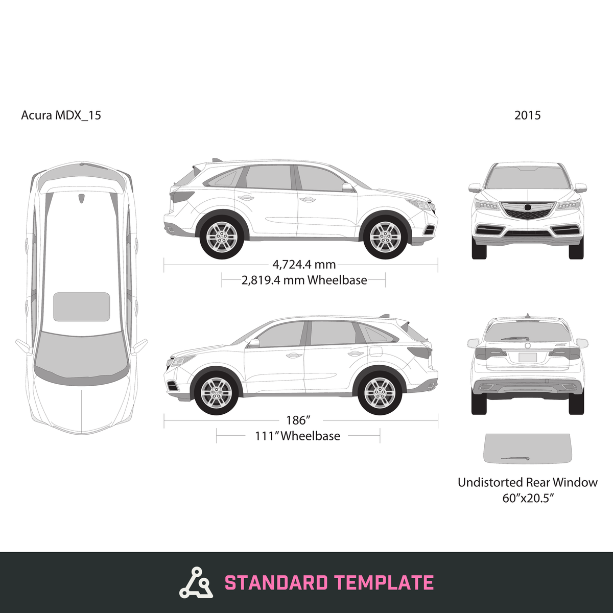 2015 Acura MDX vector wrap template, Design-Ready PDF - GravBase