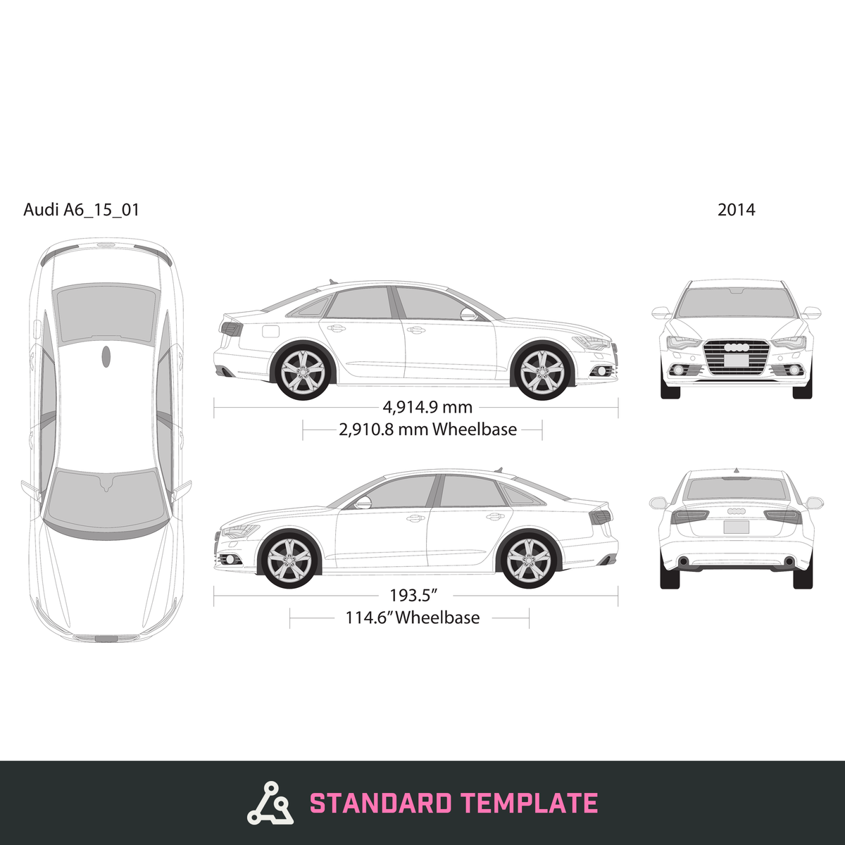 2015 Audi A6 vector wrap template, Design-Ready PDF - GravBase