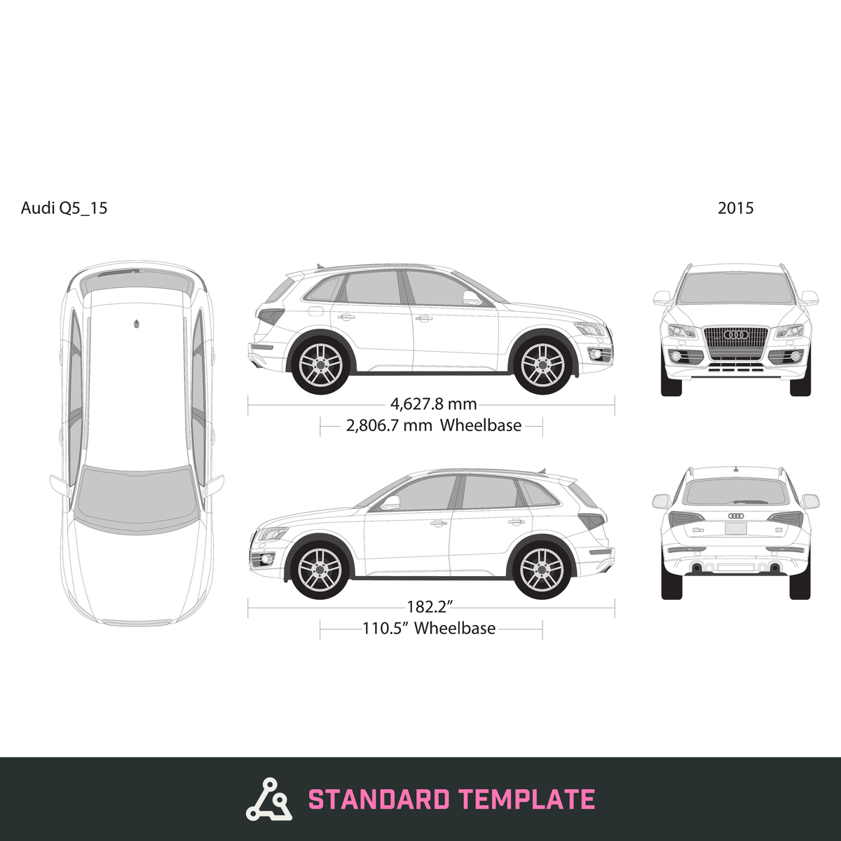 2015 Audi Q5 vector wrap template, Design-Ready PDF - GravBase