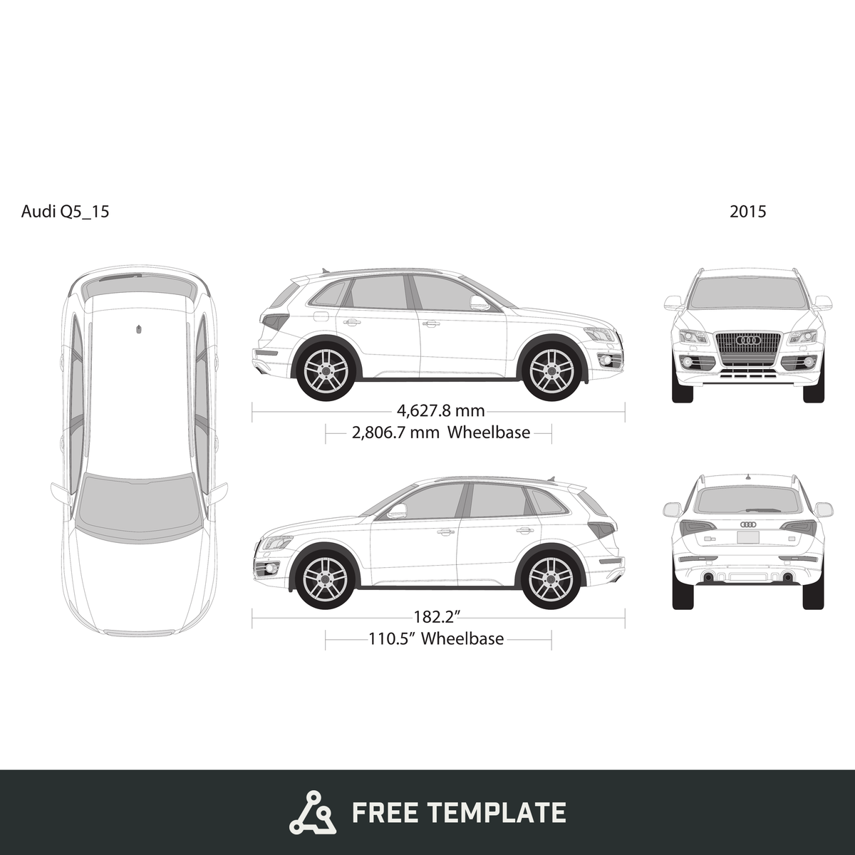 2015 Audi Q5 free vector vehicle wrap template - GravBase