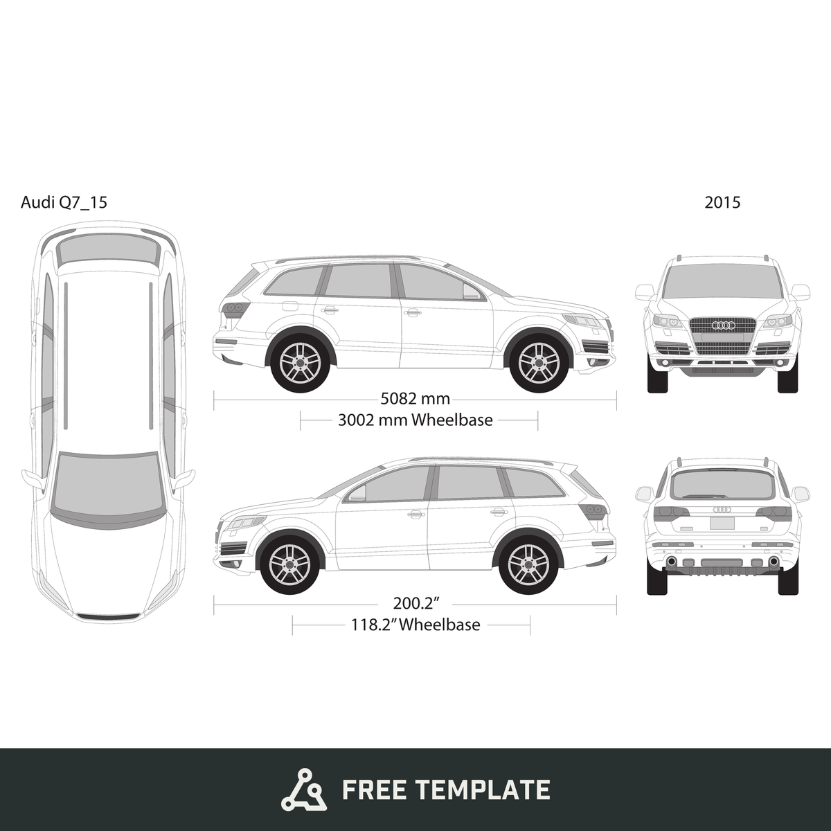2015 Audi Q7 free vector vehicle wrap template - GravBase