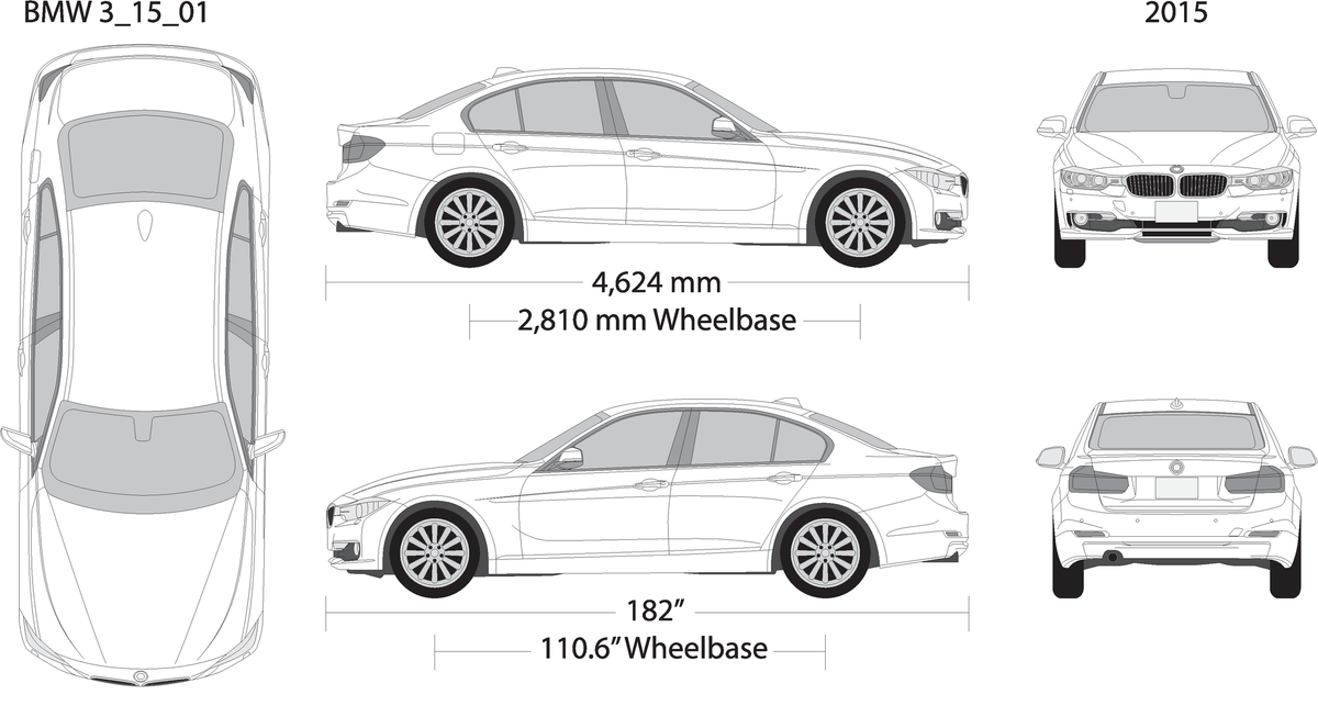 2015 Bmw 3 V15 Vehicle Wrap Template