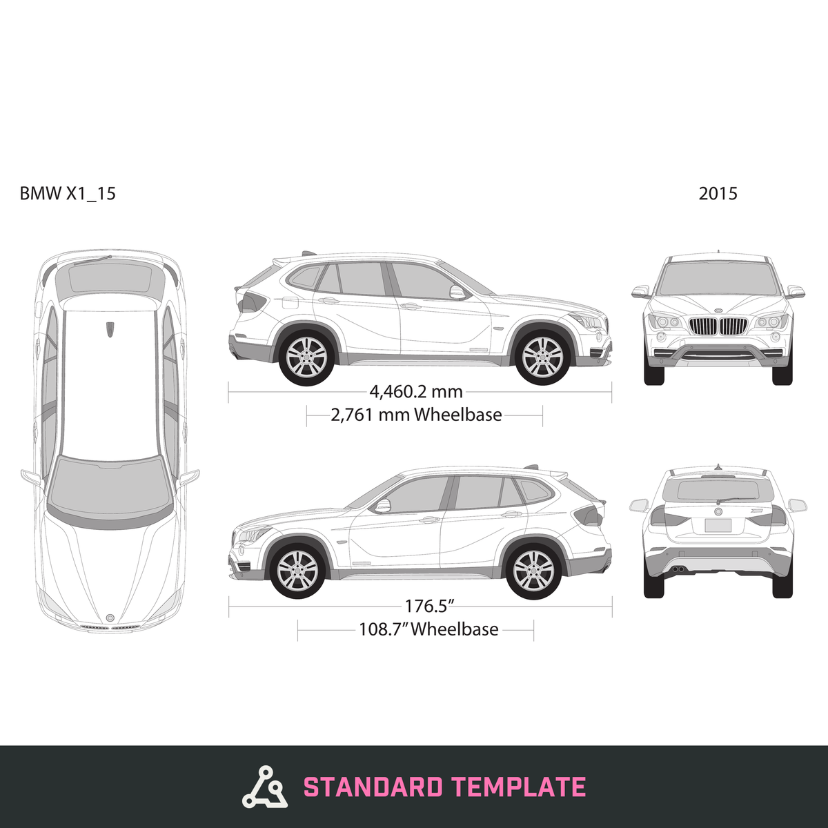 2015 BMW X1 vector wrap template, Design-Ready PDF - GravBase