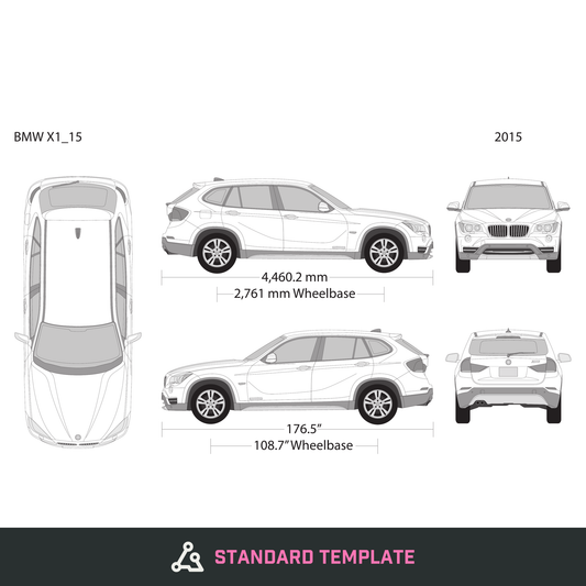 2015 BMW X1 vector wrap template, Design-Ready PDF - GravBase