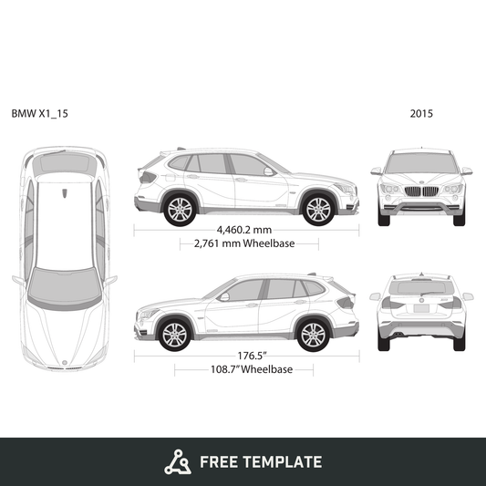 2015 BMW X1 free vector vehicle wrap template - GravBase
