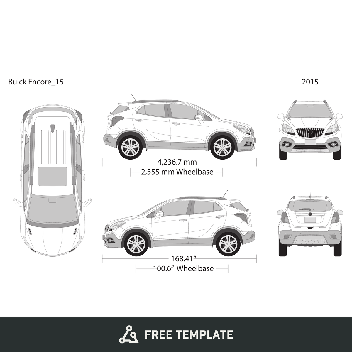 2015 Buick Encore free vector vehicle wrap template - GravBase