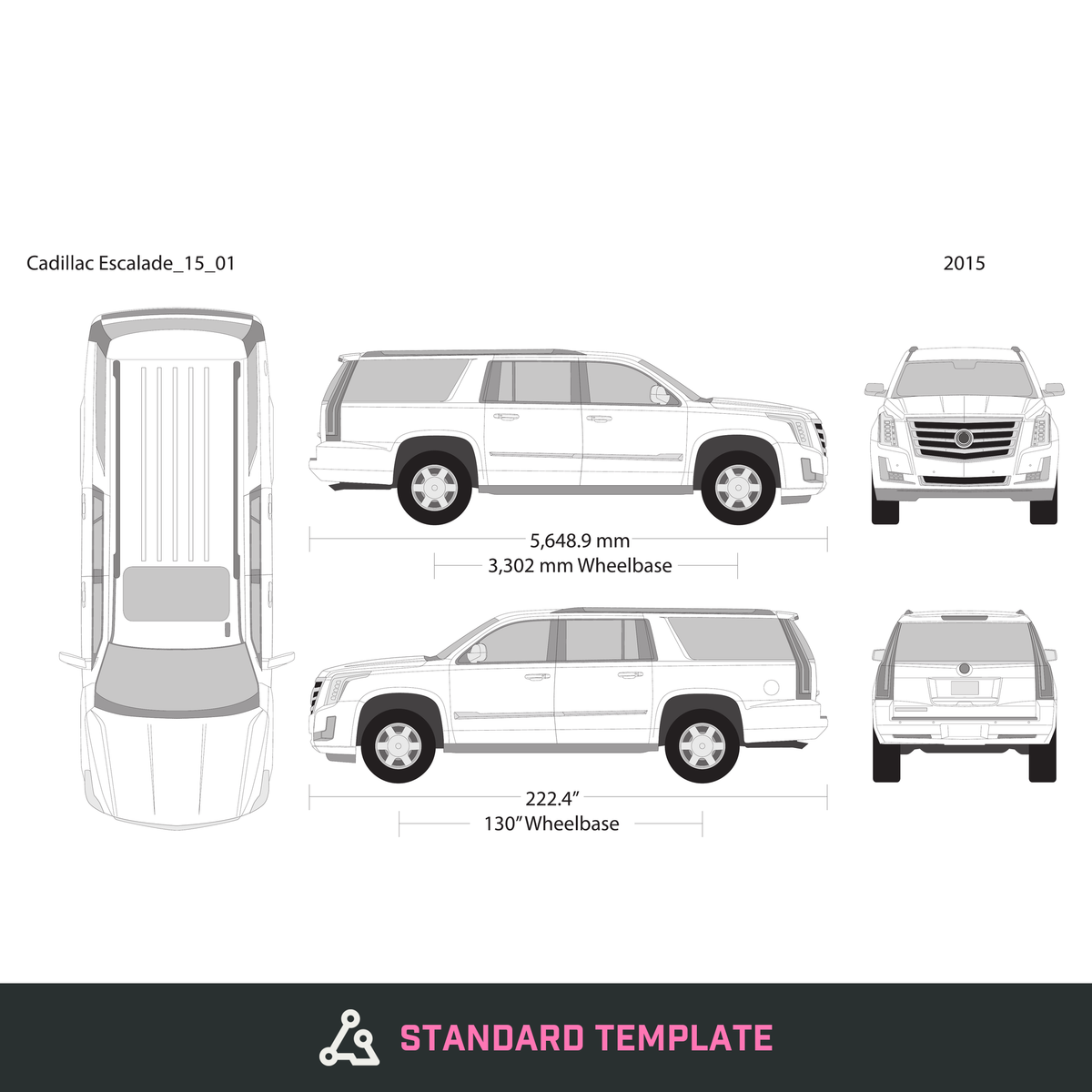 2015 Cadillac Escalade vector wrap template V01, Design-Ready PDF - GravBase