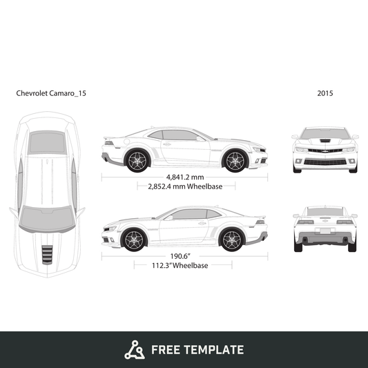2015 Chevy Camaro free vector vehicle wrap template - GravBase
