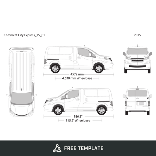 2015 Chevy City Express free vector vehicle wrap template - GravBase