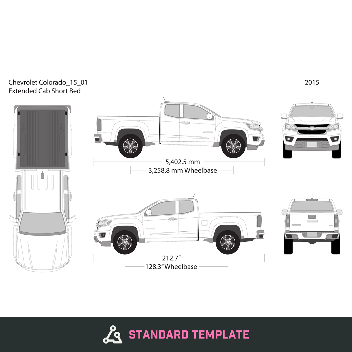 2015 Chevy Colorado vector wrap template V01, Design-Ready PDF - GravBase