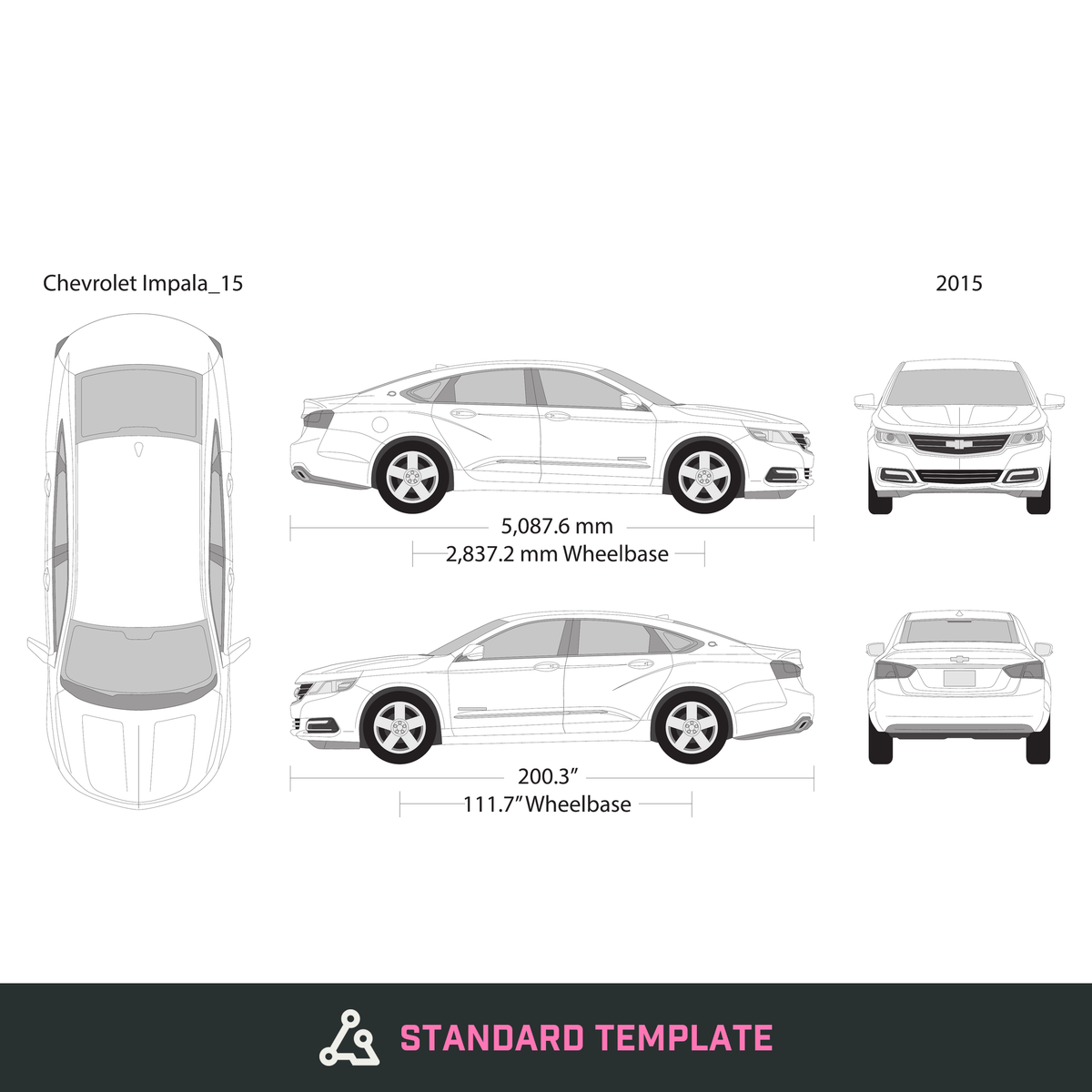 2015 Chevy Impala vector wrap template, Design-Ready PDF - GravBase